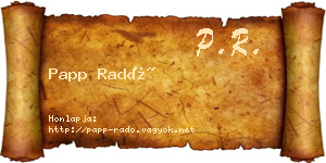 Papp Radó névjegykártya